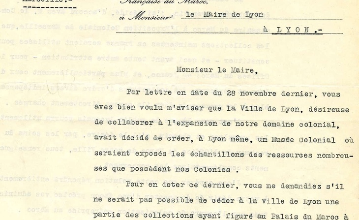 Acquisition des collections de l'exposition coloniale de Marseille : correspondance (1923)