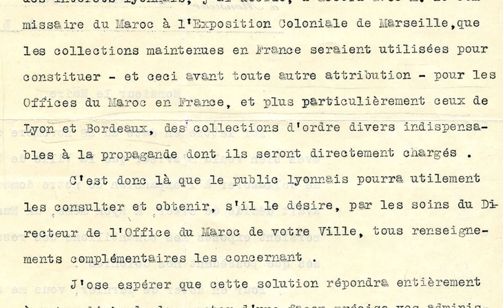Acquisition des collections de l'exposition coloniale de Marseille : correspondance (1923)