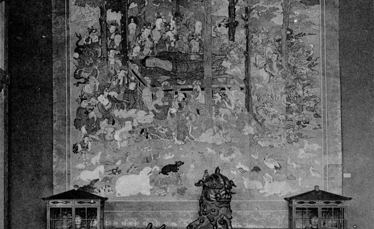 Vue d’une exposition sur le Japon au musée Guimet de Lyon : carte postale (sans date)