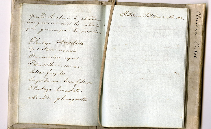 Recettes de Clémence Lortet pour des remèdes et adresses de personnalités savantes de France, Suisse, Allemagne etc. ajoutées ultérieurement [par Louis Lortet]: carnet manuscrit relié (sans date).